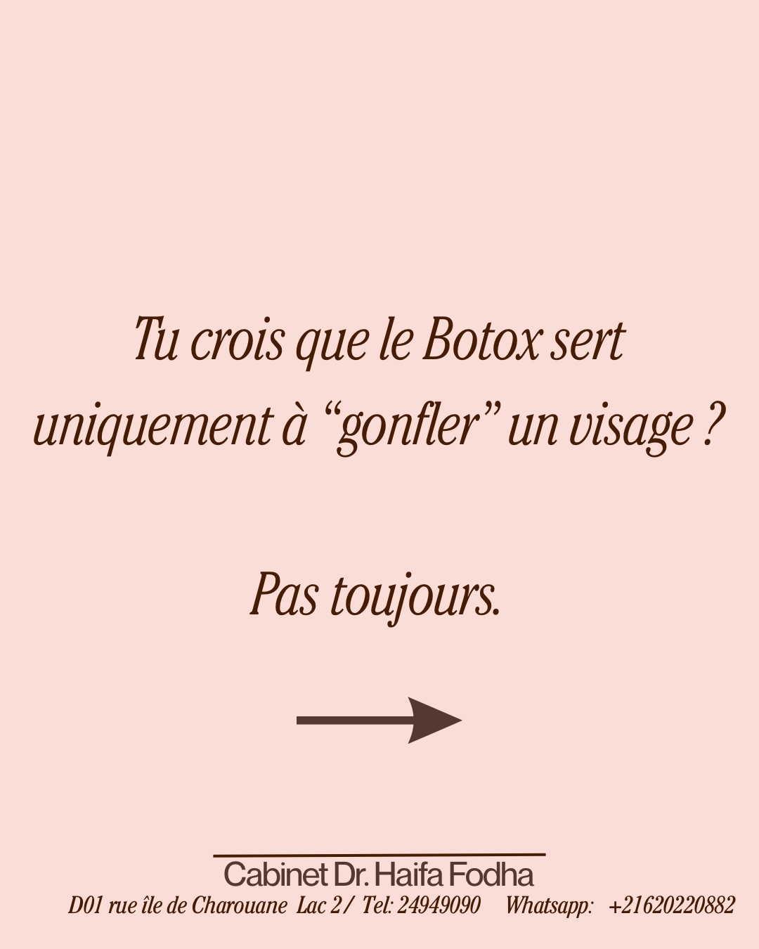 Cette publication informe sur les usages variés du Botox au-delà du simple gonflage du visage.