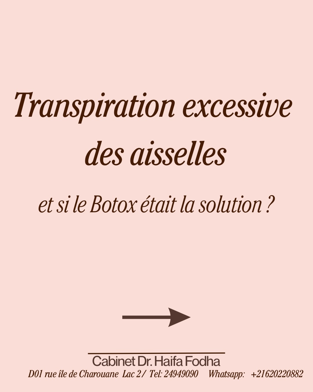 Cette publication traite de la transpiration excessive et suggère que le Botox pourrait être une solution.